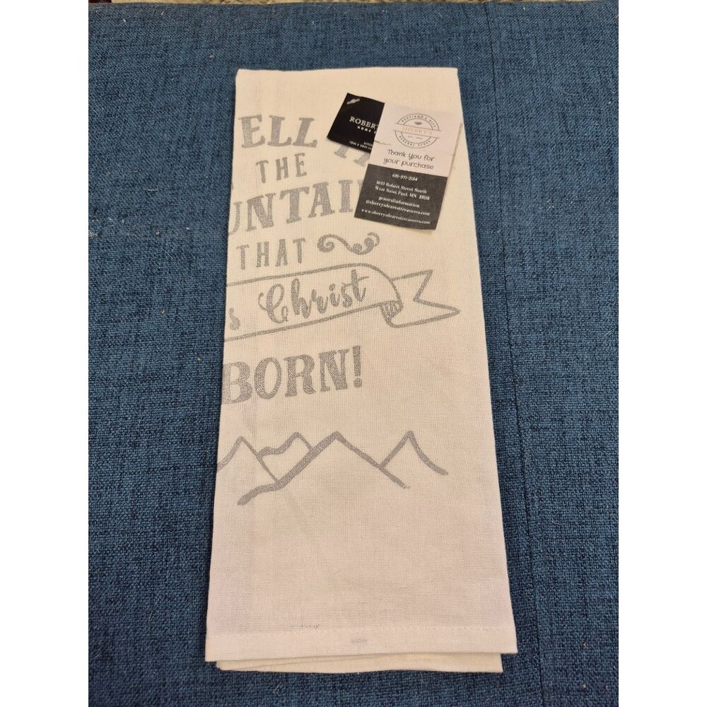 Christmas Cotton Kitchen Towel With "Go Tell It On The Mountain That Jesus Chris